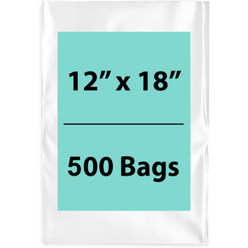 12X18 inches Clear Flat Poly Bags 1.25Mil Open Top (LDPE)